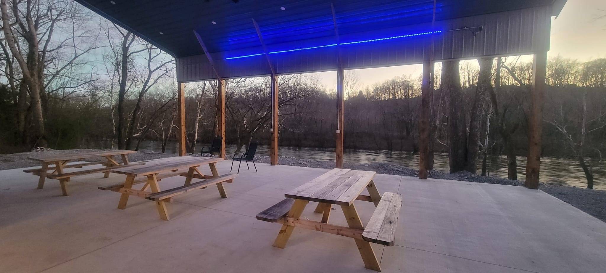 Paddle Trail Campground -Pavillion light and river view outdoors